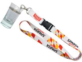 Lanyard with a glass
