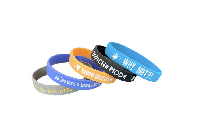 Embossed wristbands with a colourful filling inside