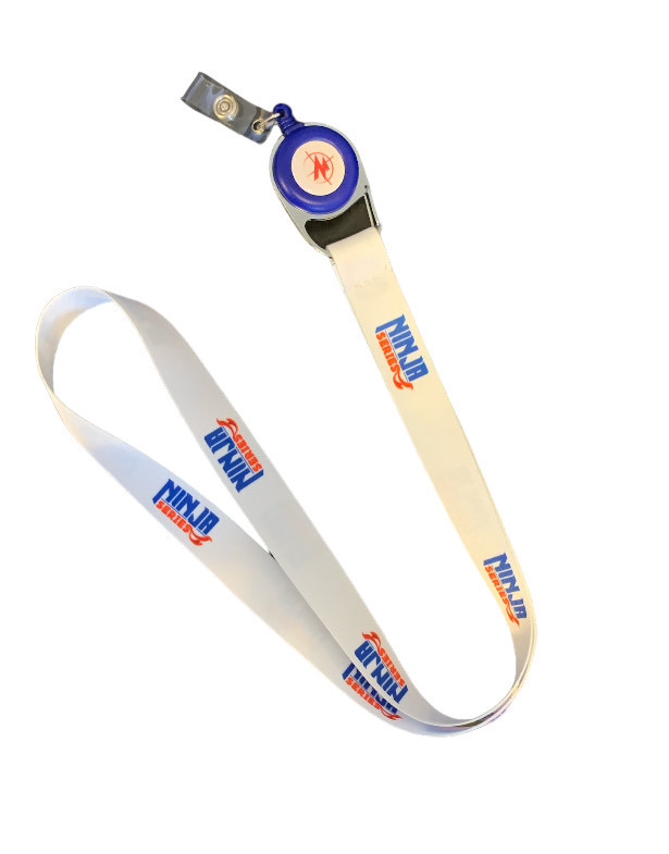 Lanyard with ski-pass through the tape with epoxy sticker