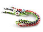 Round woven lanyard without imprint with white round regulator and sticker - 50 cm lenght 