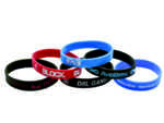 Embossed wristbands with a colourful filling inside