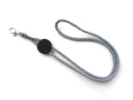 Round woven lanyard without imprint with black round regulator and sticker - 50 cm lenght