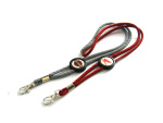 Round woven lanyard without imprint with black round regulator and sticker - 50 cm lenght